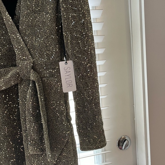 Saylor Juanita-GOLD Small Lightweight Gold Sequin Dress NWT - Picture 6 of 8